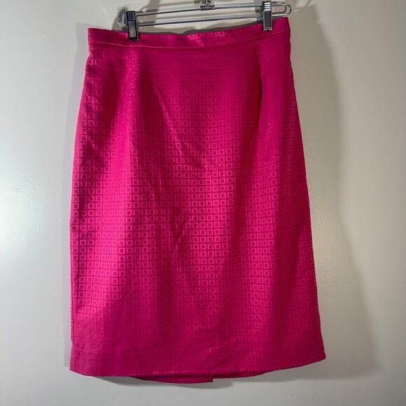 Italian Hot Pink Jacquard Skirt Suit Power Blazer & Pencil Skirt Barbiecore - Picture 2 of 13